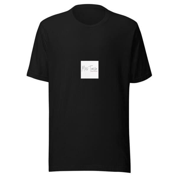 Black t-shirt with "Mrs Tease" logo.