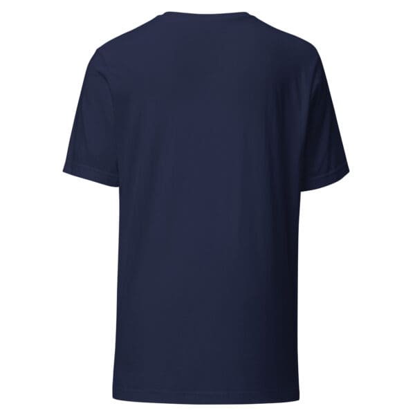 Plain navy blue t-shirt back view